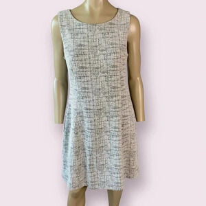 Tahari Sleeveless Stretchy Ponte Knit Shift Casual Dress Size 12 Gray Abstract